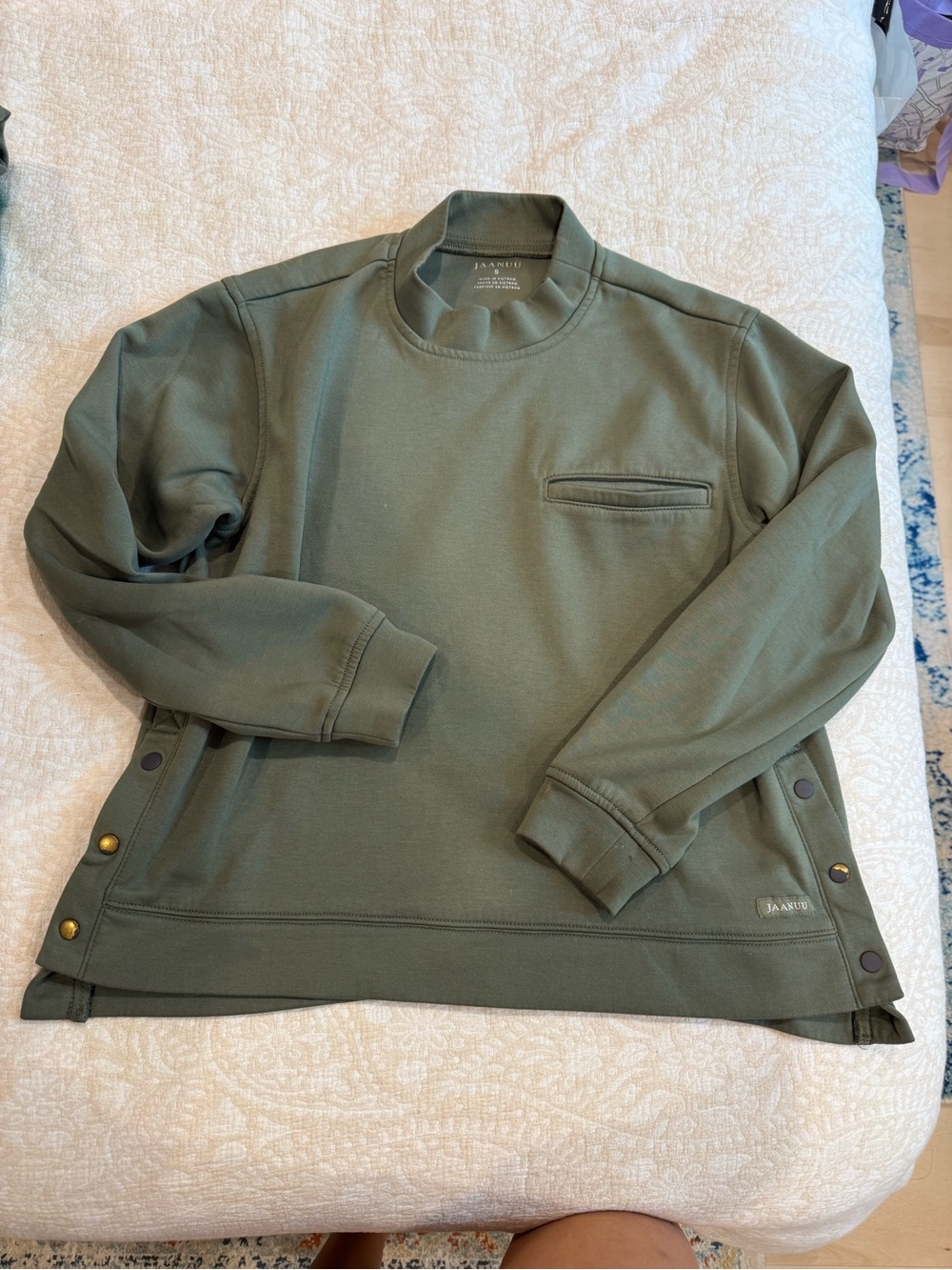 Jaanuu Mock Neck Sweatshirt Moss/Olive Green Small